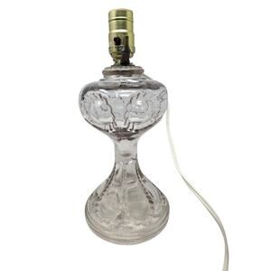 Vintage 20s Clear Glass Zipper Loop Lamp Converted from Oil Rustic Cottage